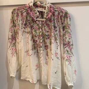 Zimmermann Pink and Cream Floral Blouse